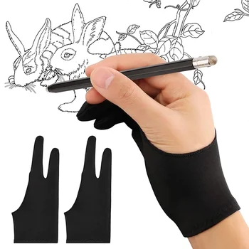 3 шт. Перчатки для рисования двумя пальцами для левой и правой руки, один размер, противообрастающая Цифровая перчатка для рисования на планшете, принадлежности для студентов-художников