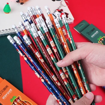 40 комплектов (240 шт) Мультяшных рождественских карандашей HB, канцелярских принадлежностей, канцелярских принадлежностей для письма, рисования, детских подарков