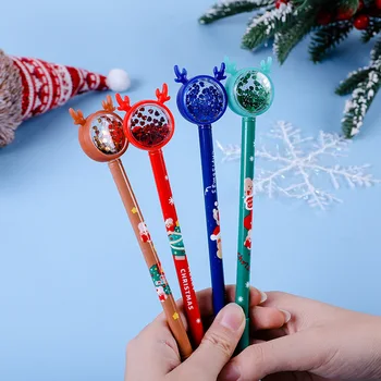 400шт Гелевая ручка с блестками в виде Рождественского Лося, Милая Разноцветная ручка Kawaii для детей, Школьные Письменные принадлежности, Канцелярские принадлежности