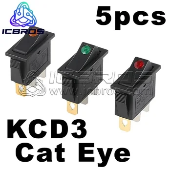 5 шт./лот KCD3 корабельный выключатель кошачий глаз с подсветкой, 3-контактный 2-ступенчатый нагреватель, выключатель питания электрического нагревательного стола 16A 250VAC