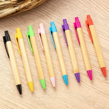 50ШТ Экологически чистая шариковая ручка из натурального бамбука, пресс-ручка, Рекламная шариковая ручка для студенческого офиса,