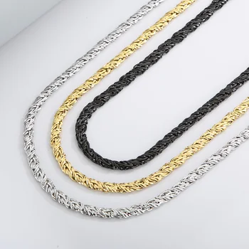6 мм хип-хоп ожерелье с уникальной цепочкой, мужская витая цепочка из нержавеющей стали, простое толстое ожерелье Золотого/черного цвета, украшения для вечеринок в стиле поп