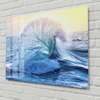 60x40 см Океанская волна Современный минималистичный Безрамный декор из закаленного стекла Для спальни, гостиной, спинки дивана, росписи стен
