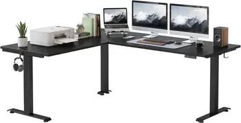 75-дюймовый L-образный письменный стол с тройным двигателем, реверсивный, электрический, регулируемый по высоте Угловой письменный стол