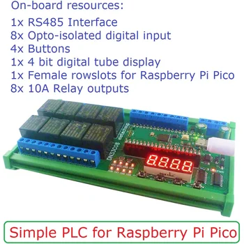 8-Канальный Rs485 Простой ПЛК Ввода-вывода Расширяющая Плата Многофункциональный Модуль Реле Задержки для Raspi Rpi Raspberry Pi Pico Python C ++