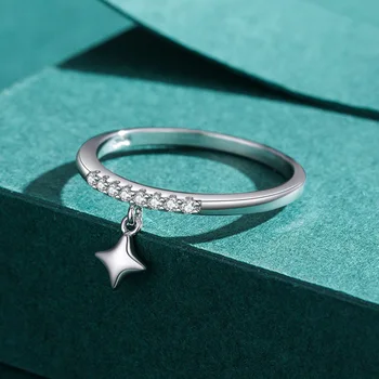 CYJ AAA CZ 100% Серебряное кольцо на палец из стерлингового серебра S925 пробы со звездой на крючке в европейском стиле для женщин, День рождения, Свадебные украшения для девочек