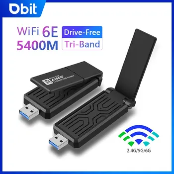 DBIT Wi-Fi Адаптер AX5400 USB Сетевая Карта Wifi 6e Трехдиапазонный Ключ для Настольных ПК Ноутбук Windows 10 11 Драйвер Бесплатно