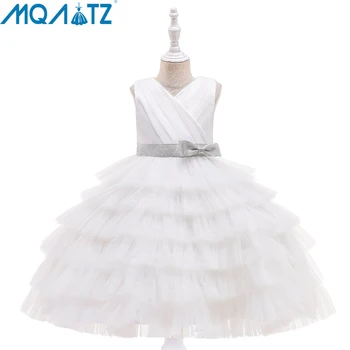 MQATZ Одежда для маленьких девочек Платья для тортов от 3 до 7 лет Дети Принцесса Вечеринка Выпускной бал Белая свадьба Летнее платье подружки невесты Бальное платье