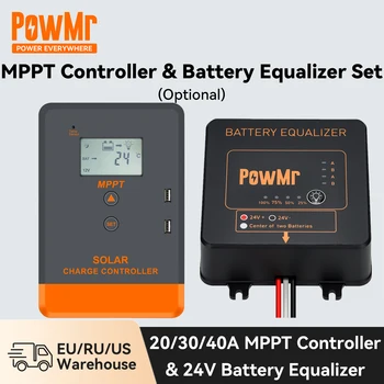 PowMr 40A 30A 20A MPPT Контроллер Солнечный контроллер заряда батареи 12 В 24 В Солнечный регулятор с эквалайзером батареи 24 В
