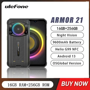 Ulefone Armor 21 Прочный смартфон Восьмиядерный 16 ГБ + 256 ГБ 6,58 Дюймов Ночного Видения 64-Мегапиксельная Камера 9600 мАч Android 13 Мобильный Телефон NFC 0