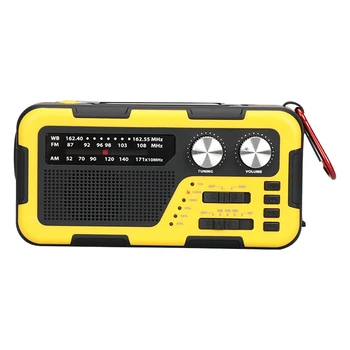 USB-рукоятка, аварийное радио, солнечная зарядка, радио для чтения, светло-желтый 4000mAh, 3,5-мм разъем для наушников для походов на открытом воздухе