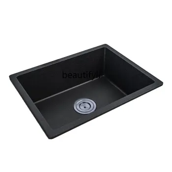 yj Кварцевая раковина, кухонная раковина для овощей, большая одинарная раковина в японском стиле, Цельное средство для мытья посуды, черный