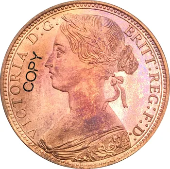 Великобритания Виктория 1861 г. Копировальная монета из красной меди достоинством в один пенни. 1