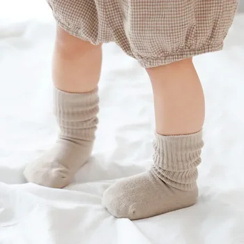 Весенне-осенние новые нескользящие клеевые детские носки, детские высокие носки без косточек, свободные носки для детей