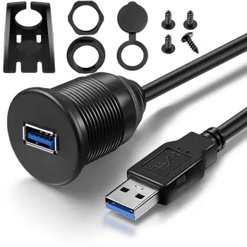 Водонепроницаемый USB-адаптер для док-станции для скрытого монтажа, панель приборной панели, удлинительный кабель USB 3.0 от мужчины к женщине для автомобиля мотоцикла