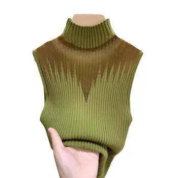 Вязаный топ из эластичной сетки в стиле пэчворк с рукавами и полувысоким воротником, теплый пуловер One Size, женская летняя майка, одежда для женщин