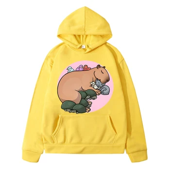 Детская толстовка Capybara, одежда для мальчиков, y2k sudadera, повседневная куртка Kawaii, осенняя толстовка с рисунком аниме, Флисовый пуловер, детская одежда для девочек