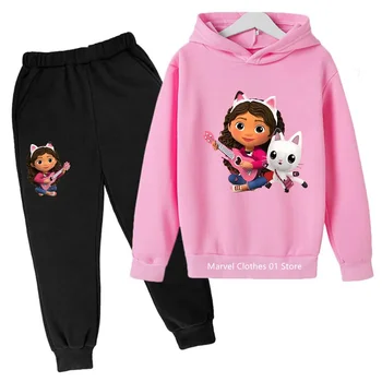 Детская толстовка с капюшоном Gabbys Doll House, одежда для девочек, толстовки Mirabel, брюки, комплекты из 2 предметов, милый детский костюм, детские спортивные костюмы 0