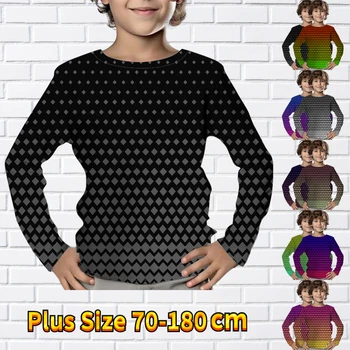 Детская футболка оверсайз, модная одежда для детей, осенне-зимние трендовые топы для мальчиков, футболка с круглым вырезом и принтом нового дизайна с длинным рукавом