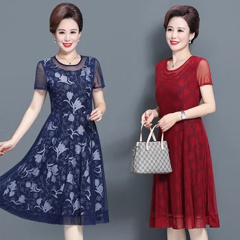 Женское платье для женщин среднего и пожилого возраста, с принтом, средней длины, повседневное, на 40 лет, 14 цветов, Летнее