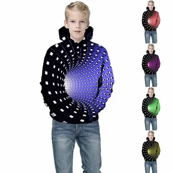 Зимний топ с принтом нового дизайна, тренд для мальчиков, Свободный карман с длинным рукавом, Осенний детский пуловер с круглым вырезом, тренд на свитер с капюшоном 0