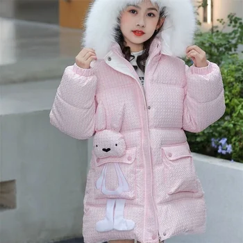 Зимняя куртка для девочек, детские пальто, новая Корейская модная верхняя одежда с подкладкой, Плотная Детская одежда для детей от 3 до 14 лет, играющая в парке
