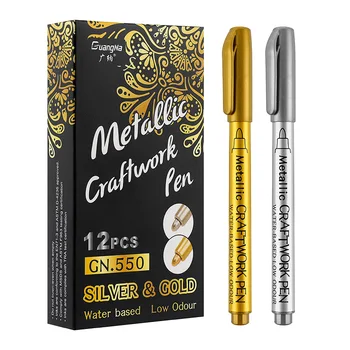Золотой Серебряный маркер, ручка для регистрации, металлическая ручка для рисования, черная открытка, альбом для рисования, ручка для граффити, маркер для заметок, ручка для заметок 4