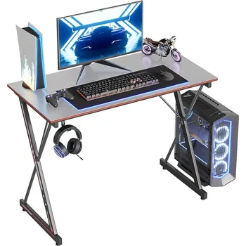 Игровой стол CubiCubi 40-дюймовый компьютерный стол для ПК, рабочий стол для домашнего офиса, Рабочее место геймера, Простой игровой стол, серый