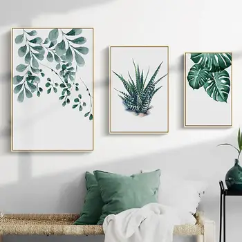 Картина на холсте, Зелень растений, Листья, Картина, Плакат, Декор офисной комнаты