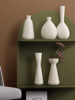 Керамическая ваза для супа из чистого белого теста с резьбой Дизайн внешнего вида Украшение дома Входная настольная ваза
