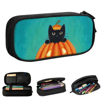 Классические пеналы Peek A Boo с тыквенным котом, милая ручка-пенал Holloween, большие сумки для детей, подарочные канцелярские принадлежности для школьников