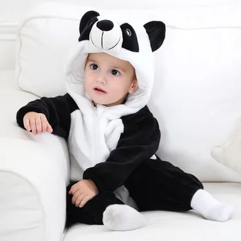 Комбинезон для новорожденных, осенне-зимний теплый флисовый костюм для маленьких мальчиков, одежда для маленьких девочек, комбинезон с животными, детские комбинезоны