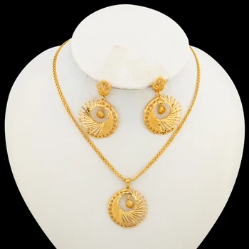 Комплект ювелирных изделий из итальянского золота для женщин, подвеска и серьги, подарки для вечеринок, ожерелье из 18-каратного золота, богемные украшения, помолвка
