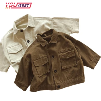 Куртка для маленьких мальчиков и девочек, Весенняя детская одежда в Корейском Японском стиле, осеннее пальто с длинными рукавами для маленьких мальчиков и девочек, детский кардиган, пальто 0