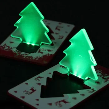 Лот 10 шт. Портативная карманная складная Рождественская елка, светодиодная лампа для кредитных карт, кошелек, Удобный зеленый свет 0