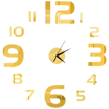 Маленькие настенные часы 2D Кварцевые часы своими руками Модные часы Акриловые зеркальные наклейки Домашний декор для гостиной Horloge 2023 Современный дизайн