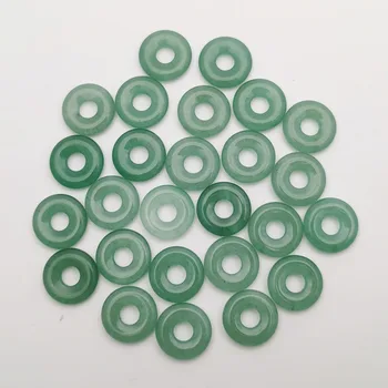 Модный высококачественный натуральный зеленый камень Авантюрин 18 мм круглый пончик подвески-талисманы для изготовления ювелирных изделий 20 шт./лот оптом 2