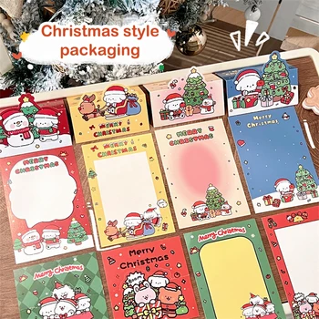 Мультяшная Рождественская вечеринка Cute Card Head Memo Pad, Вырезанная на обратной стороне карточка, Набор стикеров для заметок, Самопечатная карточка 
