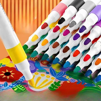 Мягкая и твердая двусторонняя акриловая ручка-маркер для детей 12/24/36 цветов, водонепроницаемые и непрозрачные студенческие кисти для рисования граффити