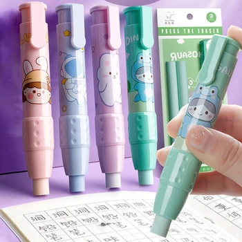 Нажимной мультяшный карандаш, ластик, Тип ручки, милый ластик, сменный резиновый стержень, резиновый ластик для школьников, подарки для детей, офисный ластик