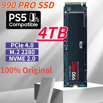 Новейший 990 Pro NVMe Оригинальный SSD PCIe Gen 4,0x4 M.2 2280 Внутренний Твердотельный Накопитель 1 ТБ 2 ТБ 4 ТБ для Портативного Игрового Компьютера PS5 0