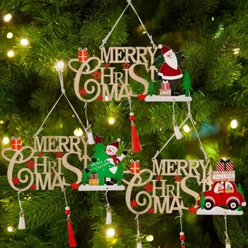 Новое Рождественское украшение, Деревянная выдолбленная бахрома с буквами, Рождественская елка, Подвесные украшения для домашнего декора
