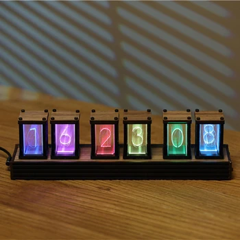 Новые ламповые часы со светодиодной подсветкой RGB Винтажные цифровые часы Nixie с 6-битным дисплеем времени и фото Ретро Настольные часы Украшение купола