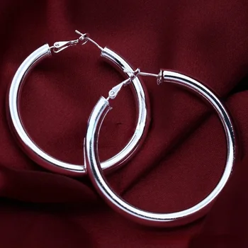 Новые подвески из стерлингового серебра 925 пробы, классические серьги-кольца размером 5 см для женщин, модные дизайнерские украшения для вечеринок, свадебные подарки для пары 0
