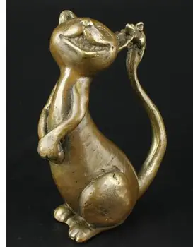 оптовая продажа бронзовых фабричных латунных медных украшений из Фарфора, Коллекционирующих ручные скульптуры, реалистичные мыши, играющие в украшения статуи кошки 0