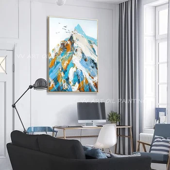 Пейзаж горы, абстрактная картина ручной работы на холсте маслом, абстрактная стена в гостиной, столовой, без рамок в подарок 1