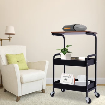 Передвижная подставка для принтера, 3-х уровневый маленький стол для принтера для небольшого домашнего офиса, многоцелевая белая тележка на колесиках