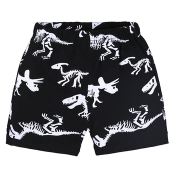 Пижамы для маленьких мальчиков с мультяшным принтом Динозавра, Топы, Шорты, Комплект детской летней повседневной одежды 2