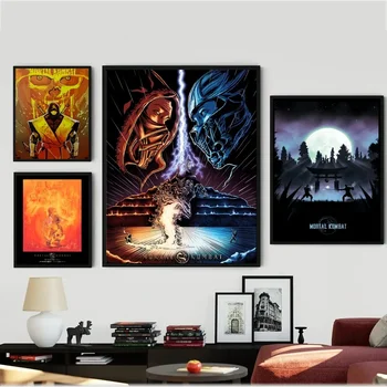 Плакат игры Mortal Kombat из Крафт-бумаги Винтажный Плакат Настенная живопись Исследование Эстетического искусства Наклейки на стену небольшого размера