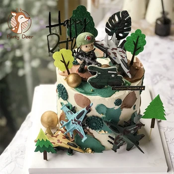Полицейская кукла Солдат спецназа, топпер для торта, Камуфляжный истребитель, военная тематика, подарок для детского мальчика на день рождения, подарки для выпечки